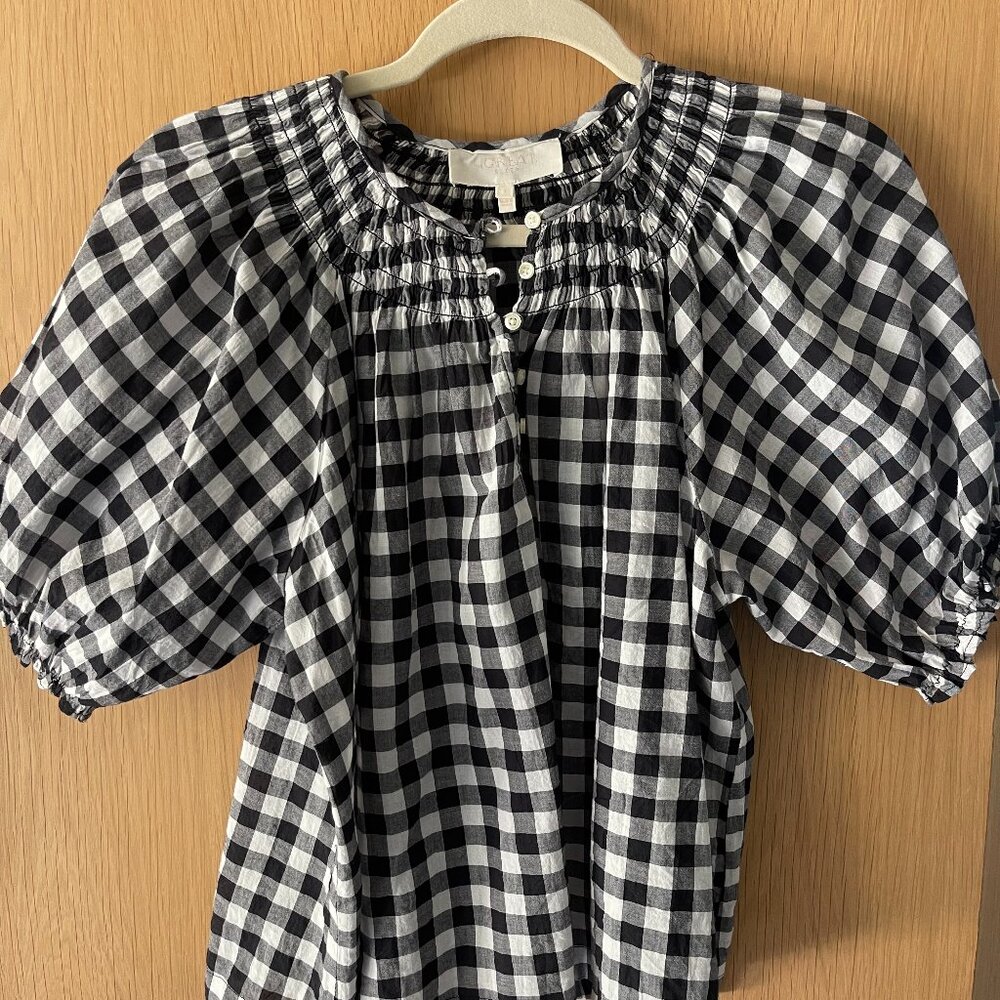Checkered sleeve gingham blouse from THE GREAT Size 1